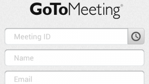 GoToMeeting app login screen
